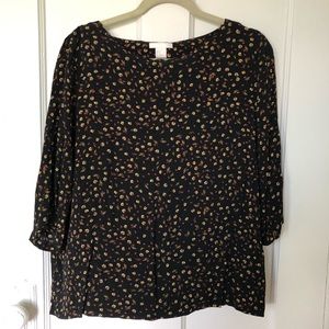 H&M Floral 3/4 Length Top